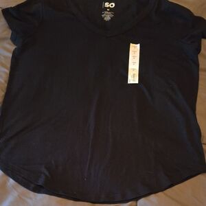 SO Women's/Jr'S Classic Black V-Neck Tee Medium
